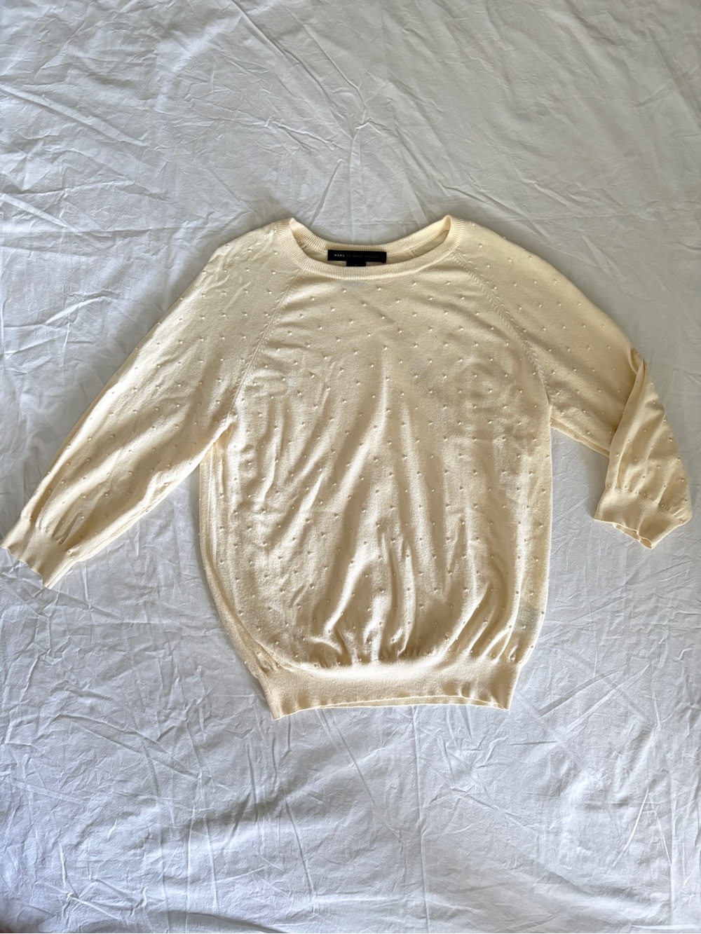 Marc by Marc Jacobs Cream Dot-Textured Crewneck Sweater